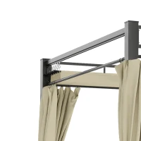 Outsunny Pergola de Jardin Tonnelle de Jardin Extérieur Toit Rétractable 4 Rideaux Protection UV30+3x3m Beige(m-12)