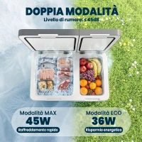 Outsunny Frigorifero Portatile Elettrico con Compressore 35L, Doppia Zona, Controllo App, Luce e LED Display, per Auto e Campeggio, Nero(m-6)