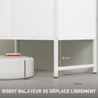 HOMCOM Meuble sous lavabo, meuble de salle de bain avec 2 portes à fermeture douce et étagère réglable, blanc(m-7)