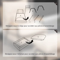 HOMCOM Fauteuil lounge style néo-rétro avec repose-pied - dossier inclinable - accoudoirs bois hévéa revêtement velours(m-8)