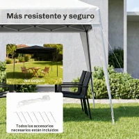 Outsunny Carpa Plegable 2,4x2,4 m, Pop-up, Cenador Pabellón de Jardín, Altura Ajustable con Bolsa de Transporte, Anti-UV, Impermeable, Gazebo para Camping, Fiestas, Exterior, Blanco(m-6)