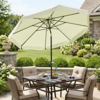 Outsunny Parasol de Jardín de Aluminio Ø266x248,5 cm con Ángulo Ajustable Protección UV50+ Techo de Ventilación y Manivela Beige(m-10)