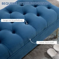HOMCOM Sitzbank Bettbank Schuhbank mit erhöhten Beine Schlafzimmer Samt Blau(m-5)