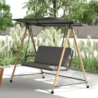 Outsunny Balancelle de Jardin 3 Places, Balançoire Extérieure avec Toit réglable et Coussin Épais Amovible, 208x125x180cm, Gris(m-2)