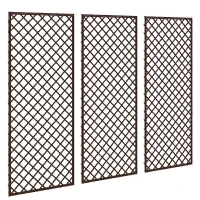 Outsunny Griglia per Piante Rampicanti 3 Pezzi a Cima Piatta, in Vimini, 43x2x112 cm, Color Legno(m-1)