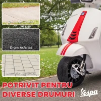 AIYAPLAY Motocicletă Electrică pentru Copii cu Licență Vespa, Baterie Reîncărcabilă 6V, Roți Ajutătoare și Lumini, 2-4 Ani, Albă(m-6)