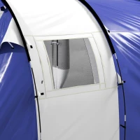 Outsunny Tente de Camping pour 4 Personnes, 2 Chambres, Imperméable 3000mm, avec Tapis de Sol et Sac, 420x300x200cm, Bleu Foncé(m-12)