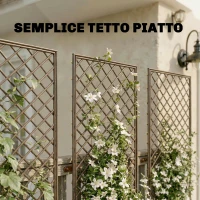 Outsunny Griglia per Piante Rampicanti 3 Pezzi a Cima Piatta, in Vimini, 43x2x112 cm, Color Legno(m-5)