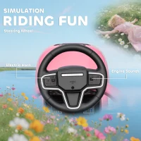 AIYAPLAY Macchina Cavalcabile Licenza Land Rover con Maniglia e Barriera, in PP e Acciaio, 84x40x94.5 cm, Rosa(m-6)