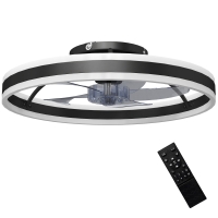 HOMCOM Ventilador de Techo con Luz LED 6 Velocidades Motor Reversible y Control Remoto Potencia 45W Ø50x13,5 cm Negro
