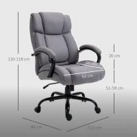 Vinsetto Sedia Ufficio Ergonomica in Tessuto Effetto Lino, Portata 220kg, Girevole, Altezza Regolabile, Grigio Chiaro(m-3)