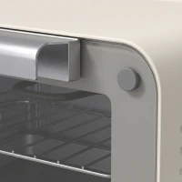 HOMCOM Mini Oven, Small Toaster Oven with Glass Door, Adjustable Temperature and Timer, Accessory Included, 750W, Cream White(m-10)
