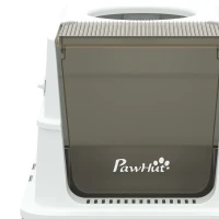 PawHut Caixa de Areia para Gato com Tampa Removível, Gaveta Deslizante, Pá, 2 Sacos Filtrantes e Pedal, 60x40x45cm, Cinza(m-6)