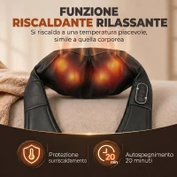 HOMCOM Massaggiatore Cervicale con Riscaldamento per Schiena, Collo e Spalle, Cambio di Direzione Automatico, Nero(m-5)
