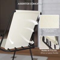 Outsunny Conjunto de Muebles de Jardín de 6 Piezas con Mesa Redonda Sillas Plegables y Sombrilla para Patio y Terraza Crema(m-6)
