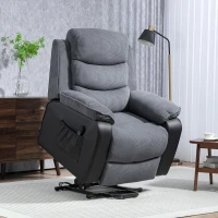HOMCOM Fauteuil releveur électrique, fauteuil relax électrique velours côtelé, dossier inclinable, ports USB, 96x96x108cm, gris(m-2)
