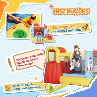 Outsunny Castelo Insuflável com 2 Escorregas Trampolim e Piscina para Crianças acima de 3 Anos com Inflador e Bolsa de Transporte para Interior Exterior 330x265x185cm Multicor(m-4)