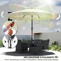 Outsunny Ombrellone da Giardino e Terrazza Ø2.7x2.5 m Rotondo con Testa Inclinabile e Resistente ai Raggi UV 50+, Beige(m-5)
