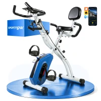 SPORTNOW Foldable Exercise Bike 3-in-1 Silent Connected Kinomap Bluetooth and Zwift 105x53.5x109cm Blue(m-9)