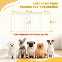 PawHut Barrera de Seguridad para Perros Pequeños Extensible 67-93,5 cm Altura 45 cm para Puertas y Escaleras Blanco(m-3)