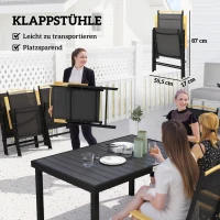Outsunny opvouwbare zitgroep 7 stuks. Balkonset 1 tafel + 6 stoelen tuinmeubelen(m-5)