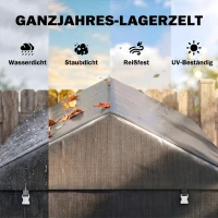 Outsunny Abri de jardin tente de stockage portable abri de vélo garage pour extérieur avec cadre en acier galvanisé grande porte(m-4)