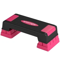 SPORTNOW Steppbrett höhenverstellbar Fitness Aerobic Stepper mit 3 Stufen (12/17,5/22,5 cm), Anti-Rutsch-Matte Schwarz+Rosa(m-11)