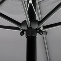 Outsunny Parasol de Jardin Extérieur Rond 2m, Inclinable à 30°, Manivelle, Mât en Aluminium, Toile 180 g/m², Anti-UV, Gris Foncé(m-11)
