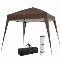 Outsunny Tonnelle Barnum de Jardin Pop-up Pliant 2,4 x 2,4 m Acier Polyester Sac de Transport Chocolat(m-1)