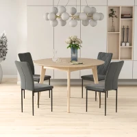 HOMCOM 4er-Set Esszimmerstühle in Samtoptik, Moderne Polsterstühle mit Metallbeinen, für Esszimmer, Schlafzimmer, Küche, Grau(m-10)