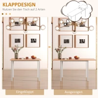 HOMCOM Eettafel voor 6 personen, Keukentafel, Uitschuifbaar, Inklapbaar, Bruin + Wit(m-5)