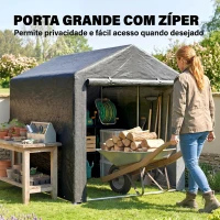 Outsunny Abrigo para Ferramentas Bicicletas e Motos 1,6x2,2x1,7 cm Garagem Portátil com 2 Habitações Cinza Escuro(m-6)