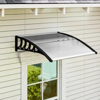 Outsunny Marquesina para Puertas y Ventanas 103x96,5 cm con Paneles de Policarbonato Regleta de Aluminio Transparente(m-10)