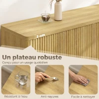 HOMCOM Buffet salon, meuble de rangement avec 4 portes rainurées, étagère réglable, ouverture par pression, 147x40x77cm, chêne(m-6)