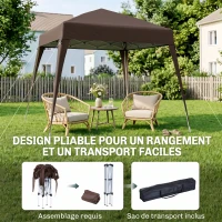 Outsunny Tonnelle Barnum de Jardin Pop-up Pliant 2,4 x 2,4 m Acier Polyester Sac de Transport Chocolat(m-5)