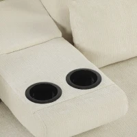 HOMCOM Canapé convertible 2 places 3 en 1, canapé-lit clic clac en chenille avec dossier réglable, porte-gobelets, beige(m-10)