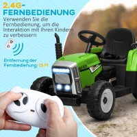 HOMCOM Elektrische kinderauto, kindertractor, inclusief ouderlijke afstandsbediening, maximale snelheid van 6 km/u, groen + zwart(m-5)