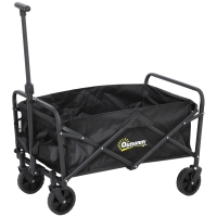 Outsunny Carrello da Giardino 62L Pieghevole con Maniglia Regolabile, in Metallo e Tessuto Oxford, 76x48x86 cm, Nero