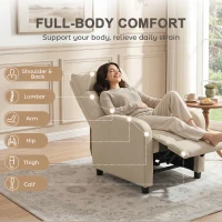 HOMCOM Relaxsessel mit Liegefunktion, ausfahrbares Fußteil, Taschenfederkern, bis 150 kg, Beige(m-6)