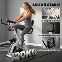 SPORTNOW Vélo d'Appartement Pliable Vélo de Fitness 3 en 1 Silencieux Connecté Kinomap Bluetooth et Zwift 105x53,5x109cm Blanc(m-8)