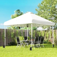 Outsunny Tonnelle de jardin exterieur 3x3m, tonnelle pliante pop-up, roues, protection solaire UPF50+, hauteur réglable, blanc(m-2)