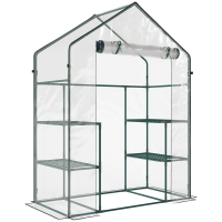 Outsunny Estufa de Jardim com 4 Prateleiras Porta com Fecho de Correr para Cultivo de Plantas Flores Vegetais 142x73x195 cm Verde