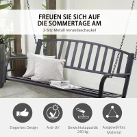 Outsunny Hangbank hangende schommel tuinschommel Hollywoodschommel met kettingen metaal(m-4)