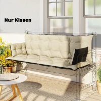 Outsunny Outdoor-Kissen-Set für Bank oder Hollywoodschaukel, zweifarbig, Polyester, Schaumstoff, 180 x 110 x 8 cm, Beige(m-2)