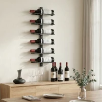 HOMCOM Portabottiglie da Parete in Acciaio per 6 Bottiglie di Vino, Cucina e Sala, 27x10x71 cm, Nero(m-10)