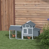 Pawhut krielkippenhok met nestkast pluimveehuis grijs(m-2)