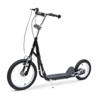 HOMCOM Kinderstep scooter 16/12 inch stadsscooter rolfiets zwart verstelbaar(m-10)