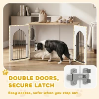 PawHut Cage pour Chien Meuble Cage Chien Intérieur Arche avec Double Porte comme Table d'Appoint en Métal 80x56x59cm Blanc(m-8)