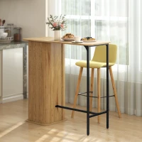 HOMCOM Table Haute Mange Debout, Table de Bar avec 3 Étagères de Rangement et Pieds en Métal, 112x50x106cm, Bois Naturel(m-10)