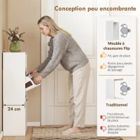 HOMCOM Meuble à chaussures 8 paires, armoire à chaussures, 2 tiroirs rabattables, étagères réglables et compartiment, blanc(m-4)
